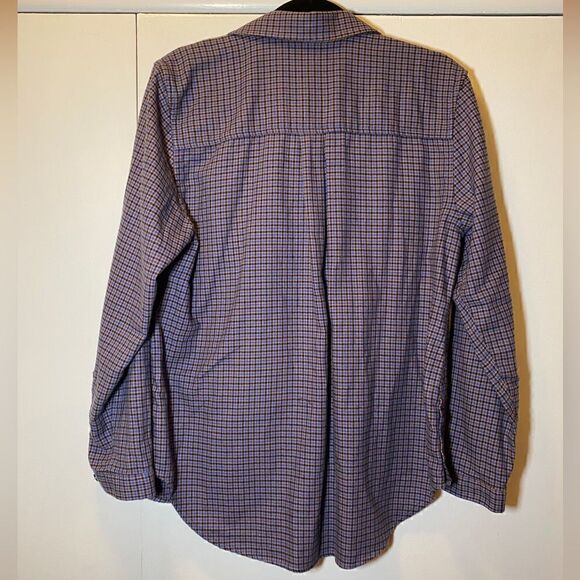L.L. BEAN Long Sleeve Button-Up Flannel Wicked Good Top Nutmeg Blue Women’s MP - Picture 3 of 7